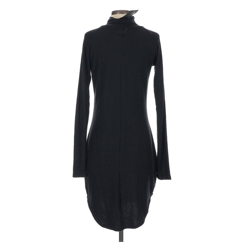 NWT Chaser Black Long Sleeve Turtleneck Shirttail Hem Raglan Mini Sweater Dress - Picture 6 of 9